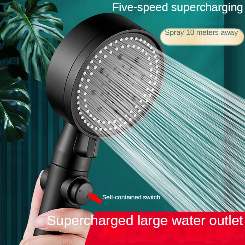 

Shower Head Water Saving 5 Mode Adjustable High Pressure Shower One-key Stop Water Massage Eco Shower Bathroom Accessories