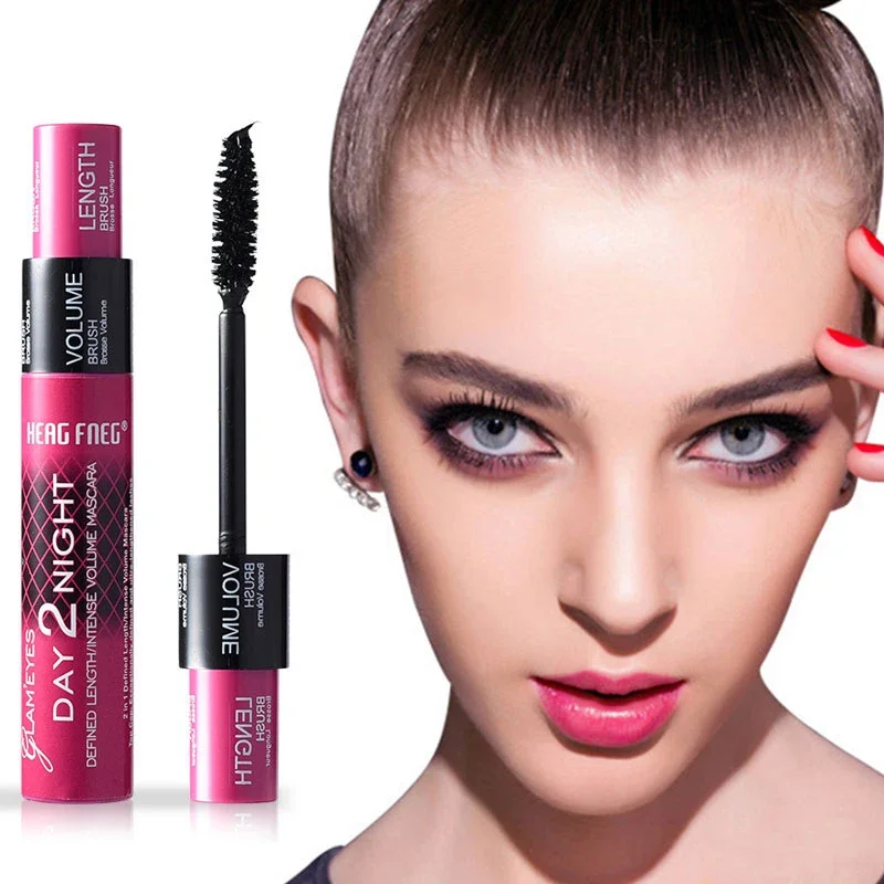 Pudaier Double 2NI1 Curled Lashes Mascara Makeup Volumising Lengthening Waterproof Black Mascara Smudgeproof Lash Extension