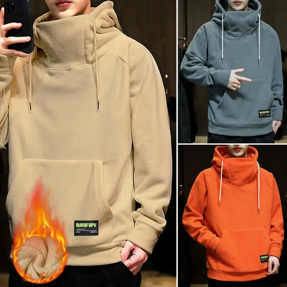 Trendy Hoodie  High Collar Pullover Men Winter Hoodie  Loose Soft Spring Hoodie