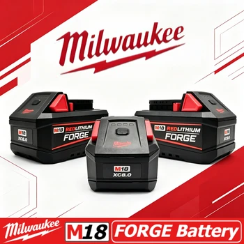Akumulator litowo-jonowy M18 Milwaukee Forge 6.0Ah-8.0Ah Premium Red, konstrukcja odporna na kurz i wysoka wytrzymałość na obciążenia, do kluczy udarowych itp.