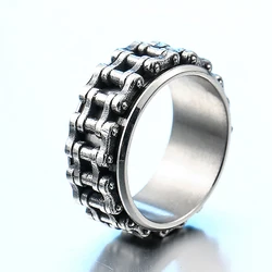 Fashion Creative Stainless Steel Mechanical Chain Rings For Men Women Hip Hop Rock Simple Ring Party Jewelry Gifts Dropshipping