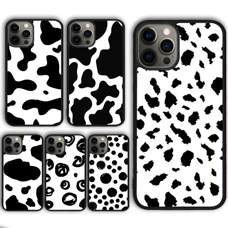 Cow Hide spotted fur Farm Animal Black White Phone Case for iPhone 16 15 SE2020 13 14 11 12 Pro Max 6 7 8 Plus coque fundas