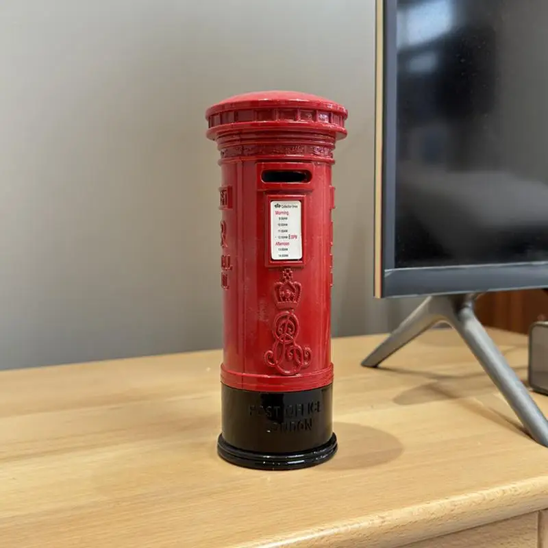 Metal Red Mailbox Money Bank Alloy Mailbox Saving Bank Box Metal London Street Red Mailbox Money Box For Kids Friends Men Adults