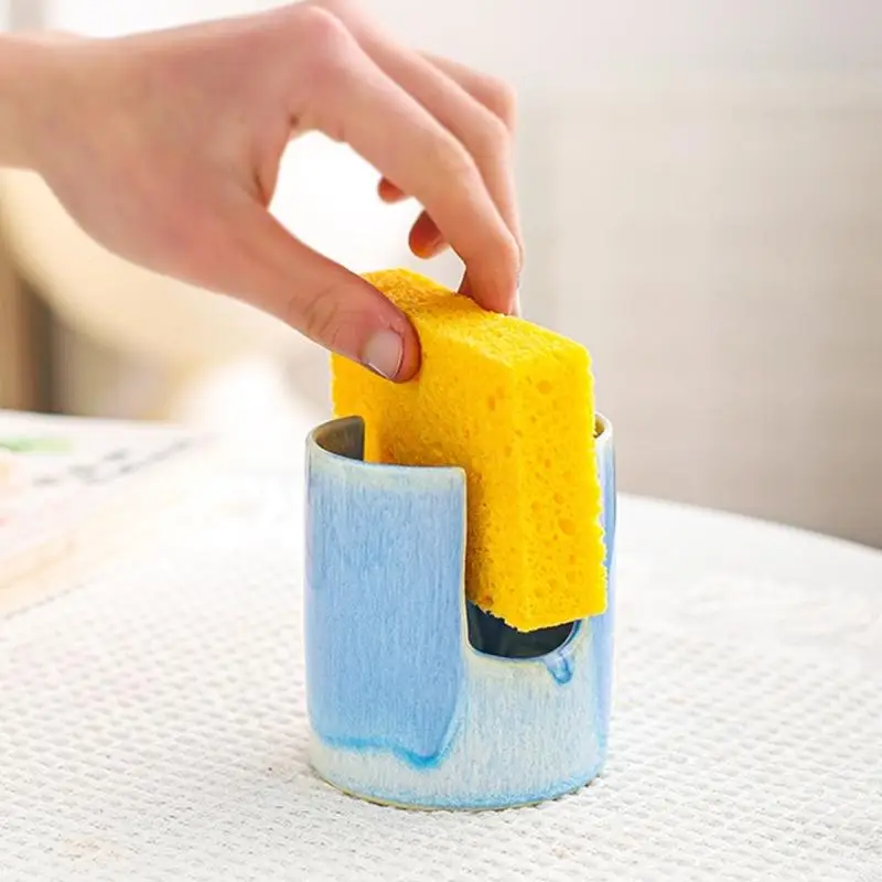 Durable Ceramic Sponge Rest with Stable Base for Organized Kitchen Countertops J0MC