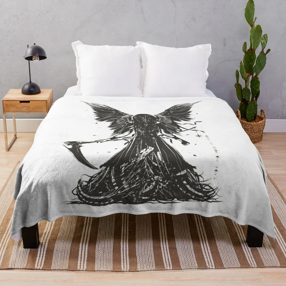 Black Sickle Wings Throw Blanket Plush funny gift Blankets