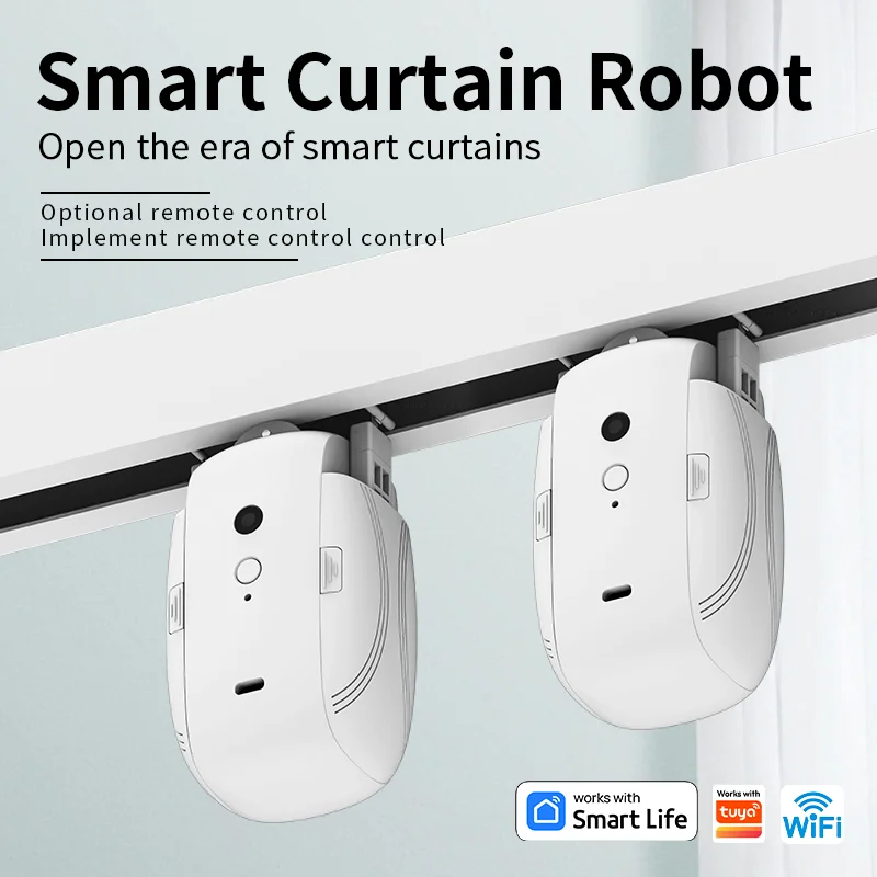 Automatic Curtain Opener WiFi Remote Control Smart Curtain Controller for U Shaped I Shaped Rail One-Touch Remote Control Switch