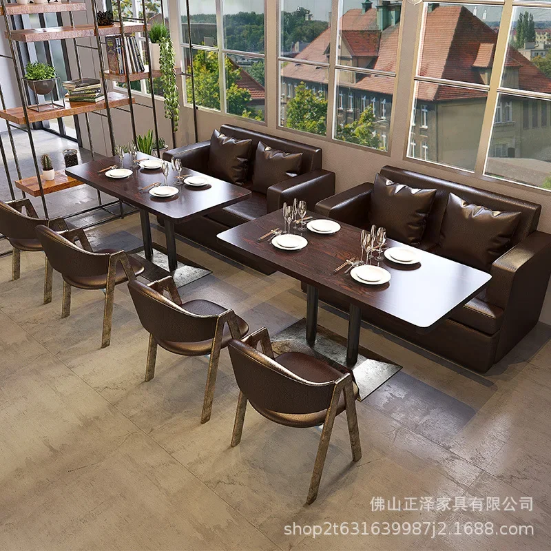 Milk tea shop tables and chairs casual retro industrial style bar clear bar western restaurant cafe sofa card seat table and cha