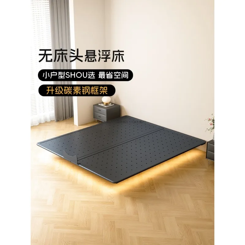 Кровать из кованого железа без кровати, 1,5 метра, двуспальная кровать для маленькой квартиры, подвесной каркас кровати, новинка 2025 года, подвесная кровать с железным каркасом для хранения вещей