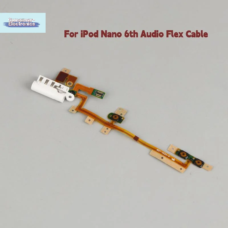 【1 unidad de cable flexible con botón de volumen y conector de audio para iPod Nano 6 de 6.ª generación, repuesto blanco】