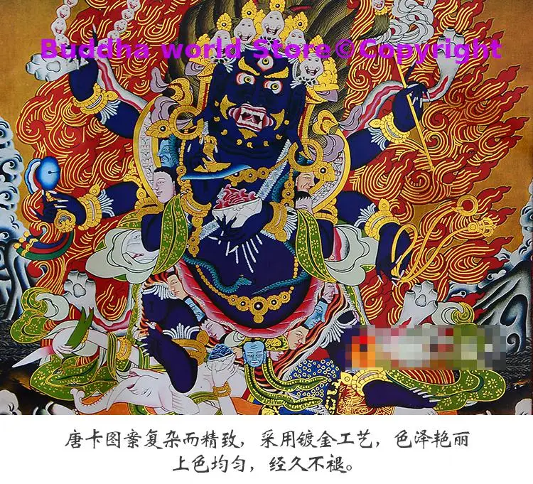 Wholesale Buddhist supplies HOME temple Efficacious protective talisman Six arm mahakala buddha Thang-ga Thangka painting