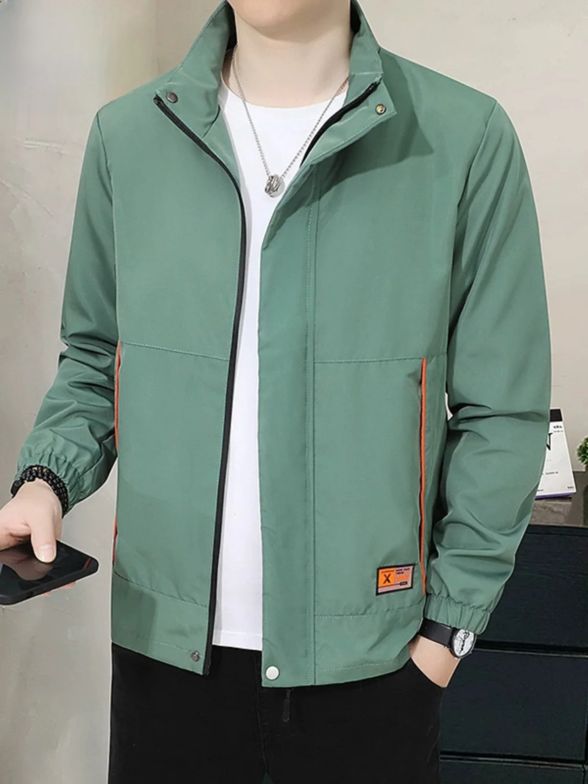 

Paul Men's Casual Jaet 2024 Spring Autumn Faionable Loose Versatile Youth Workwear Polyester Fiber Long Sve Zipper Clo...