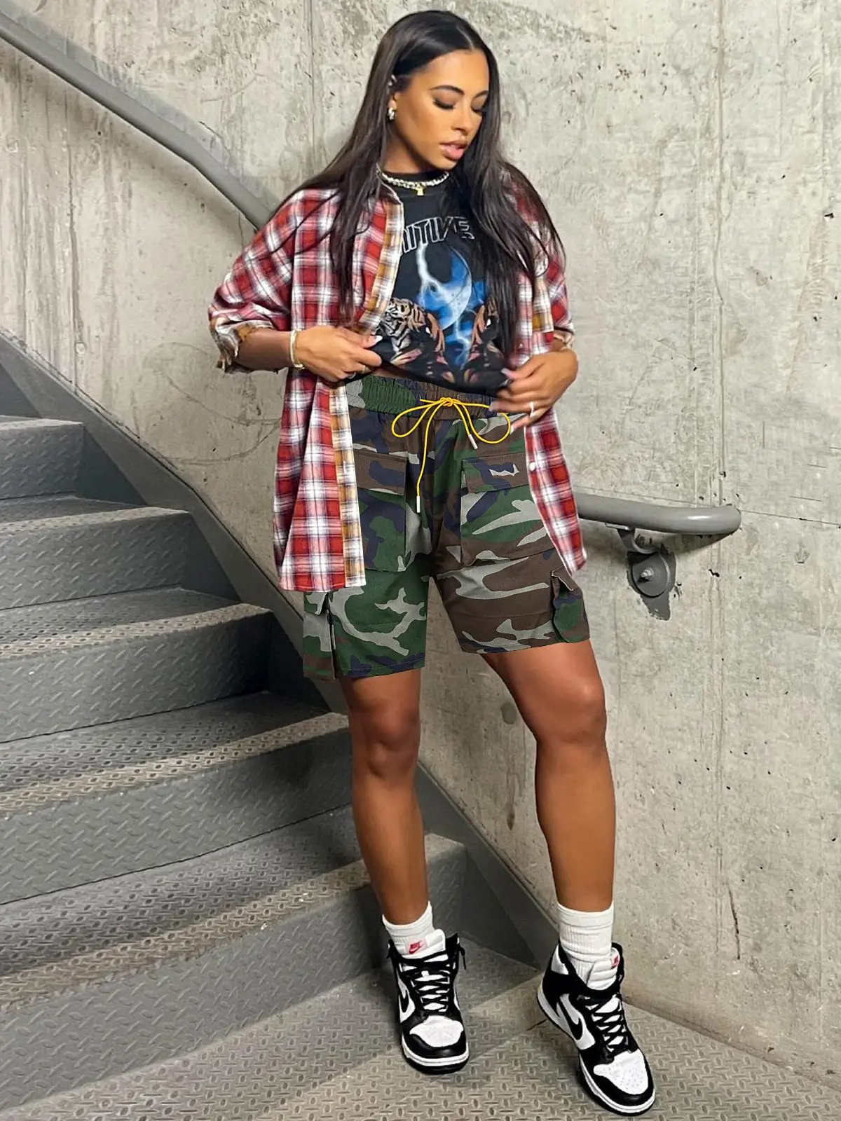 

Camouflage Denim Multi Pocket Cargo Pants Casual Woman Shorts 2023 Summer Y2K Sporty Work Streetwear Cloth Bulk Item Wholesale