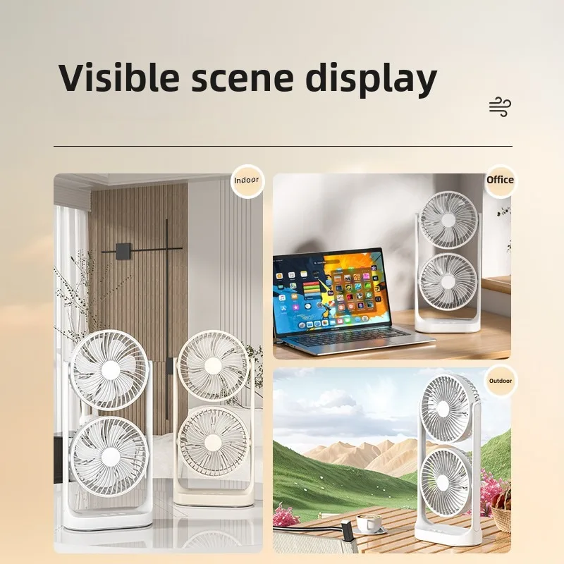 2025 new dual head desktop fan, high wind power air circulation fan, office dormitory double-layer fan image 5