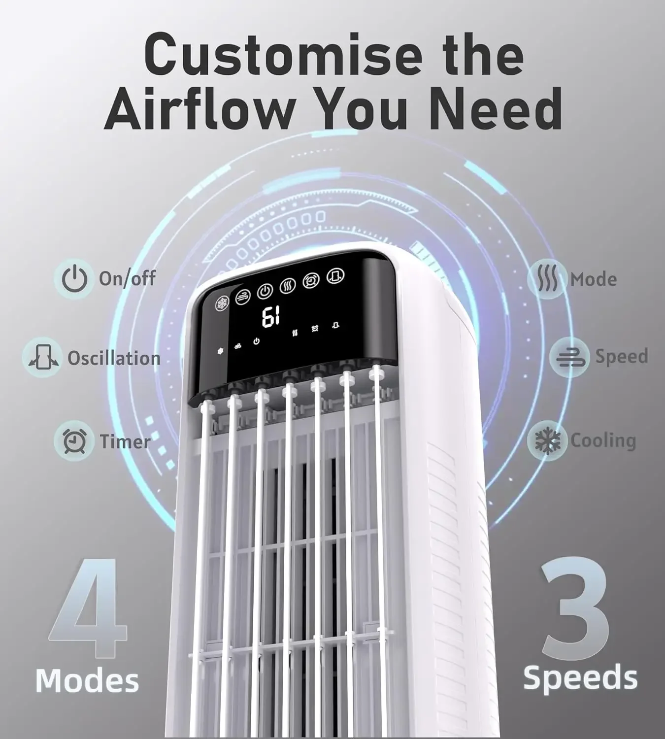 Swamp Cooler Air Conditioner, Evaporative Air Coolers with 120° Oscillating, Windowless Portable Cooling Fan