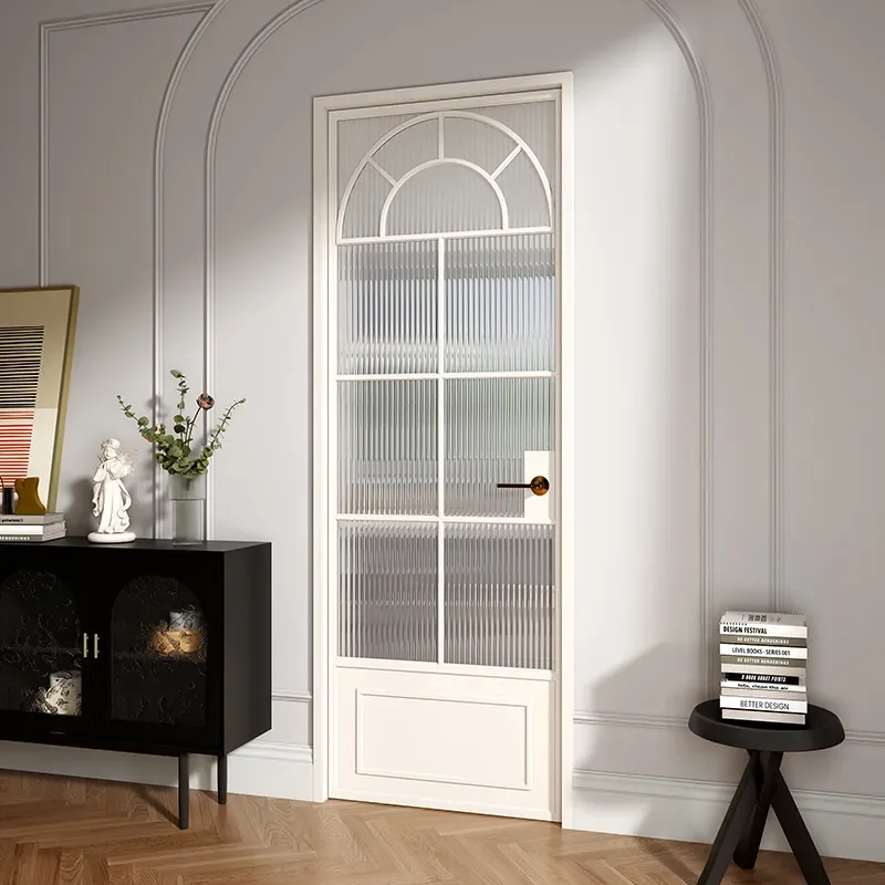 French Retro Ultra Narrow Aluminum Alloy Glass Door for Bathroom Toilet Kitchen Swing Door Old Steel Style Window Design