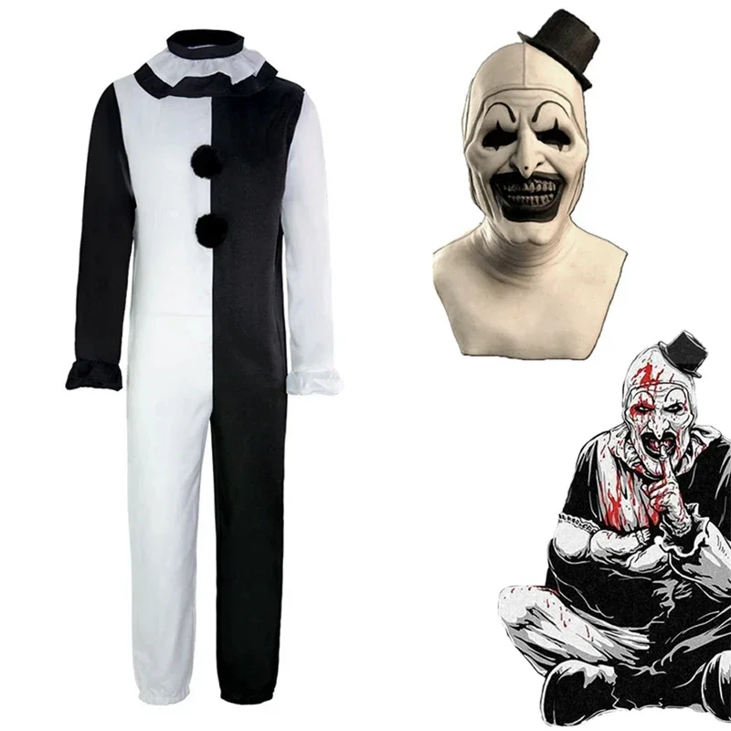 

Horror Art The Clown Art The Clown Mask Suit Role Play Horror Costume Evil Clown Hat Mask Halloween Carnival Party Costume Props