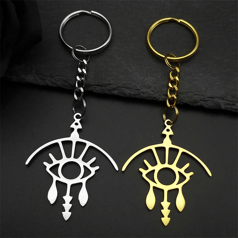 

Boho Evil Hollow Eye Key Chains for Women Men Stainless Steel Gold Silver Color Vintage Demon Eye Key Ring Jewelry