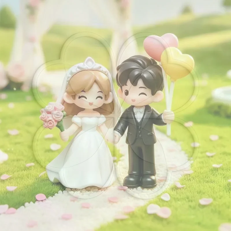 Mini Wedding Couple Figurine Romantic Resin  Groom Statue DIY Cake Topper for Wedding Party Table Decor