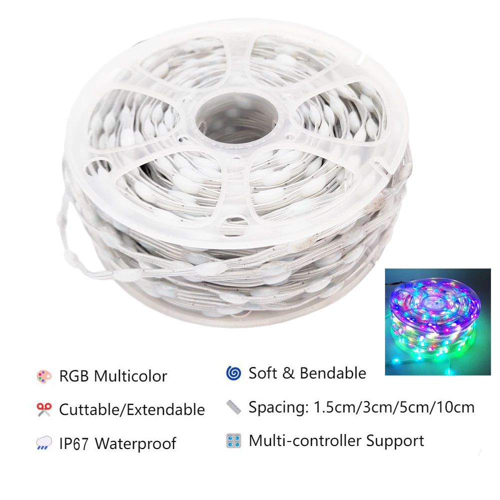 5V WS2812 WS2811 Programmable LED Strip  RGBIC Dream Color Individually Addressable Fairy Lights, 3-Wire Cable, Pixel  Lighting