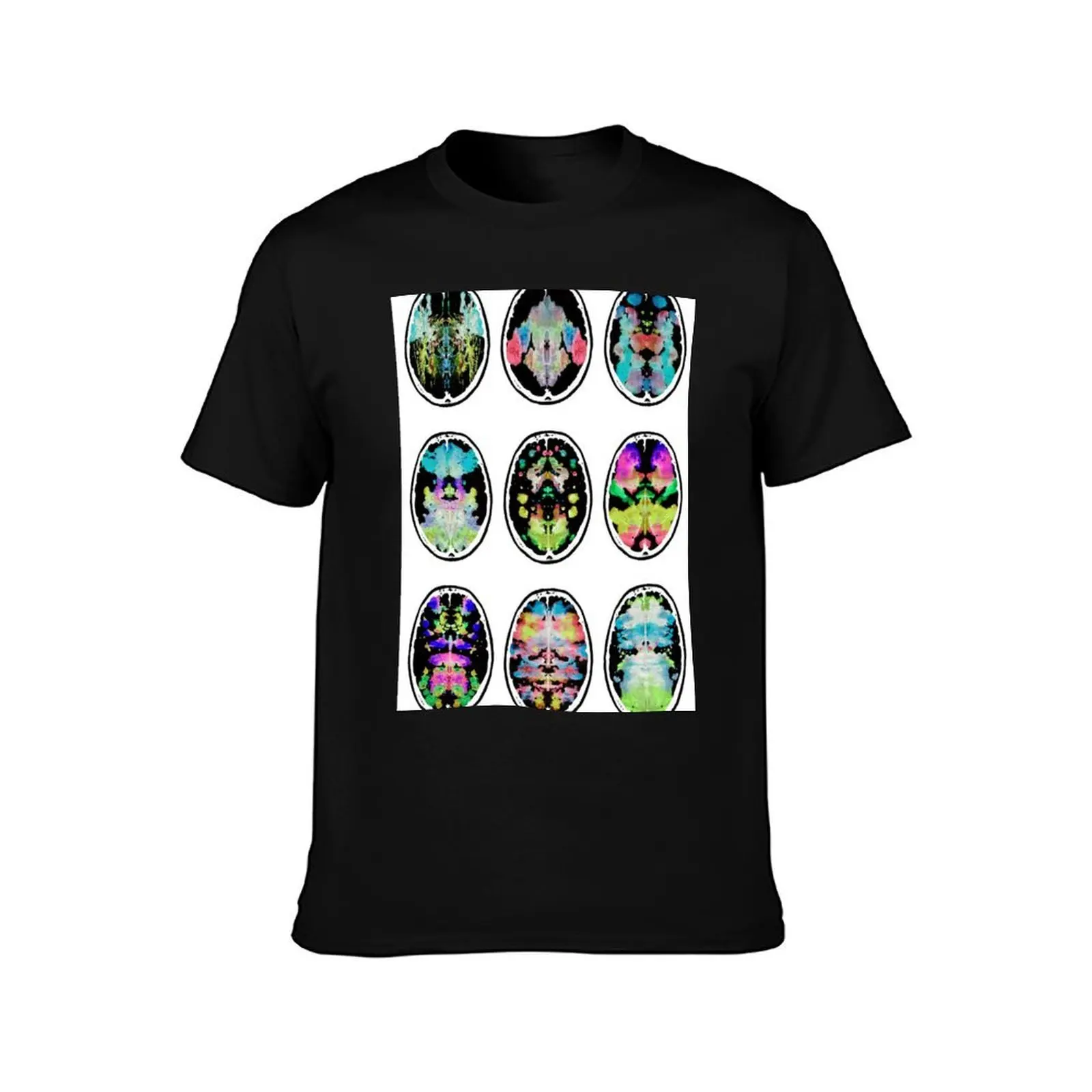 Rorschach inkblot fMRI Scan 9a Inverted T-Shirt, Summer Casual Cotton Tee, Oversized Streetwear Tops, Vintage Graphic Print