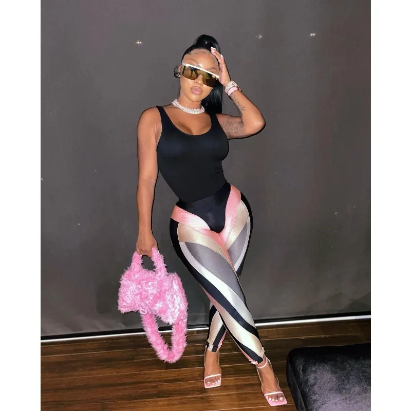 Krisnanas Colorful Yoga Pants for Woman 2025 New Y2k Skinny Dym Workout Leggings Printed Hip Lifting Pant Woman Clothes 80265
