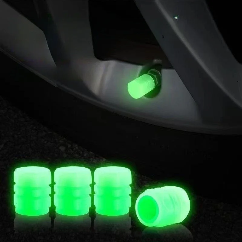 Car Luminous Tire Valve Cap Motorcycle Bike Wheel Nozzle Night Glowing Fluorescent Decor Tyre Valve Stem Luminous Caps