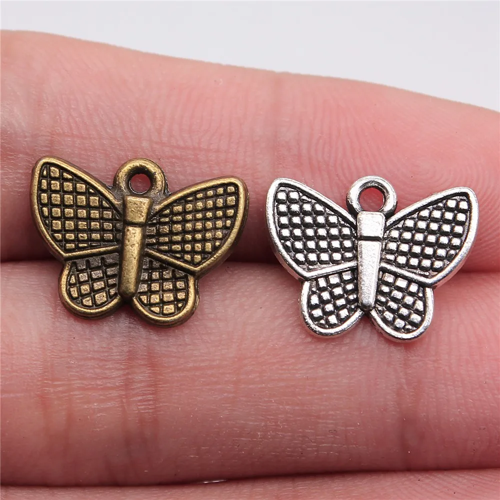 20pcs Charms Butterfly Antique Silver Color Antique Bronze Color 13x17mm Metal Alloy Jewelry DIY Accessories