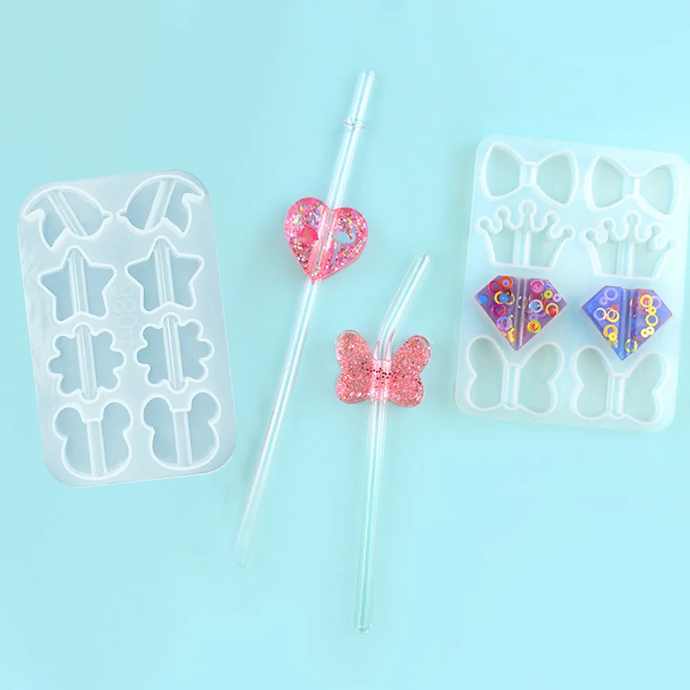 

2Pcs Silicone Straw Topper DIY Molds Reusable Flexible Epoxy Casting Mold for Crafts Drink Decoration Accessories Straw