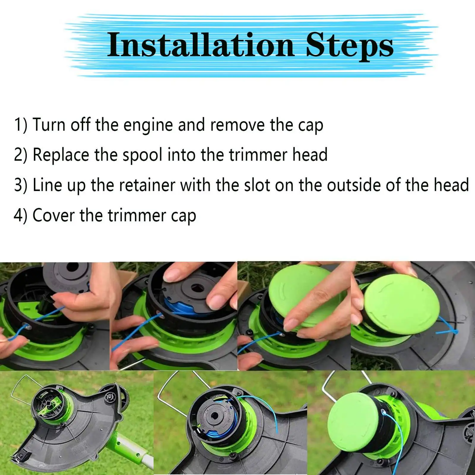 

AC88-29252 29092 String Trimmer Replacement Spool Line For Greenworks 24V 40V 80V Weed Eater Cordless Trimmer(8 Spool, 2 Cap)