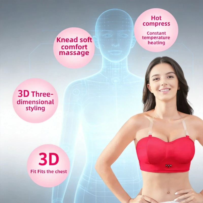 Breast massager, hot compress, vibration, breast enhancement, breast massager, bra heating, acupoint heating