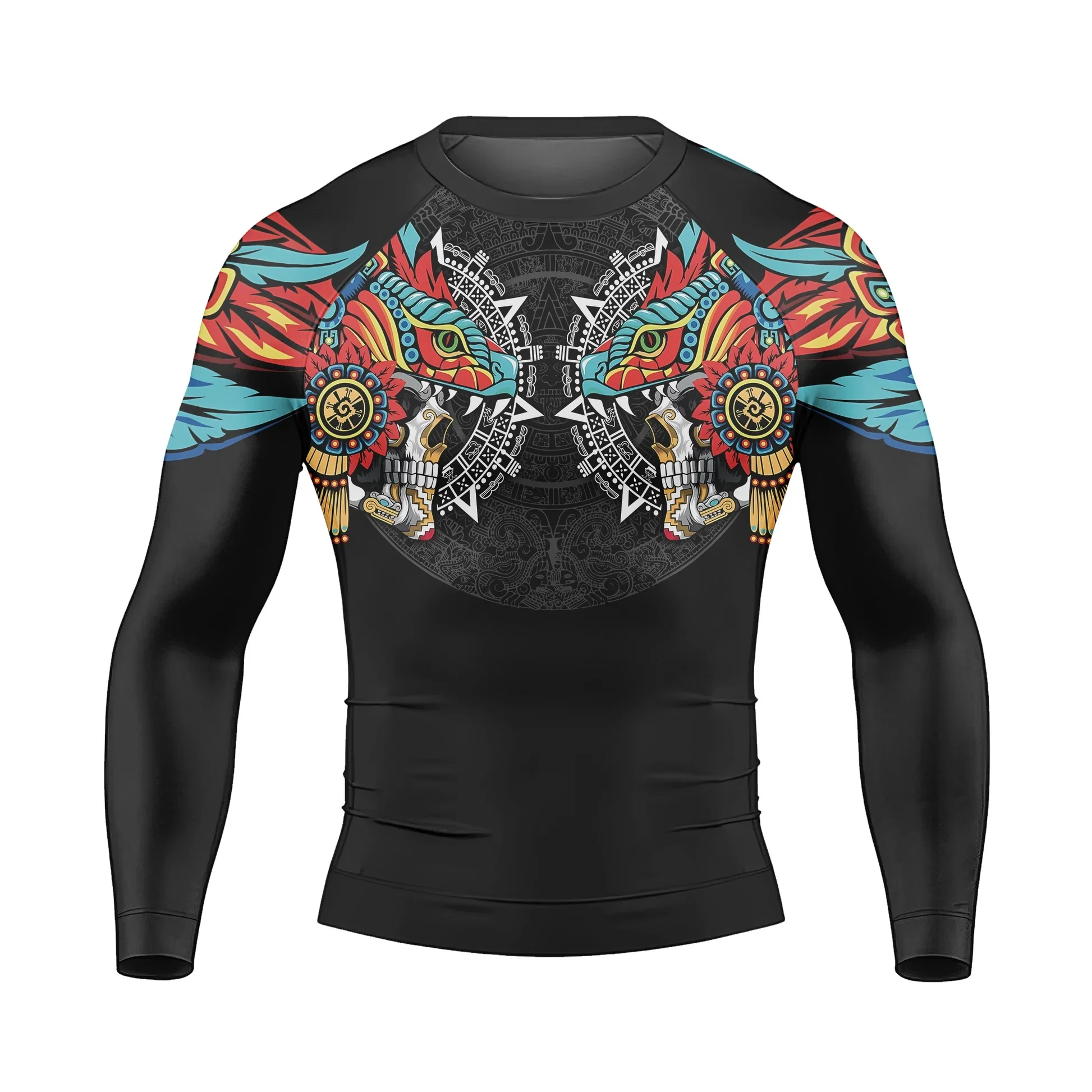Blood Tattoo Viking Men's Quick-Drying Long-Sleeve UPF50+ Compression Shirt for Fitness and Jiu-Jitsu Exercises
