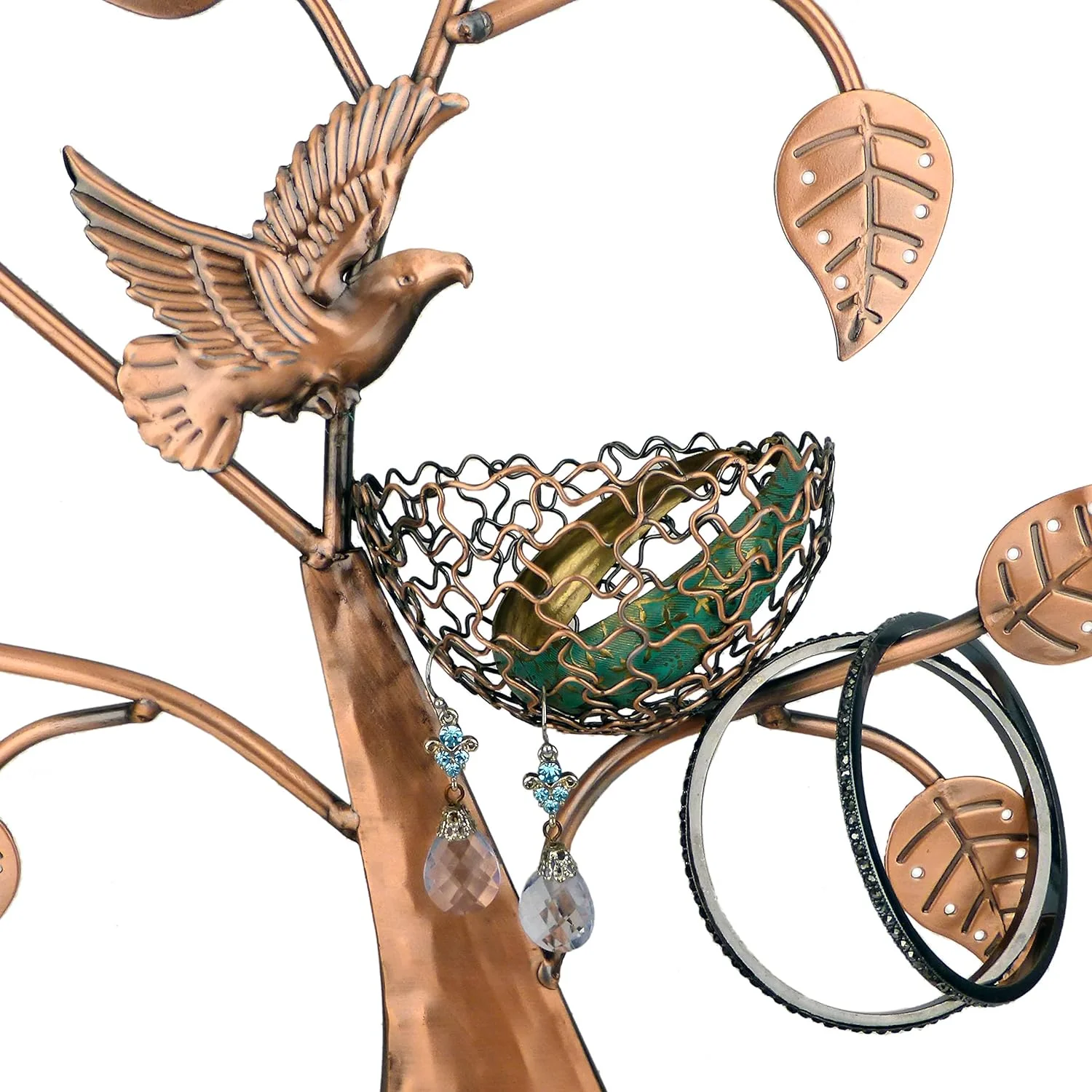 Bronze Bird Nest Jewelry Tree Holder - Holds 48 Pairs of Earrings, Bracelets/Necklaces Organizer Stand