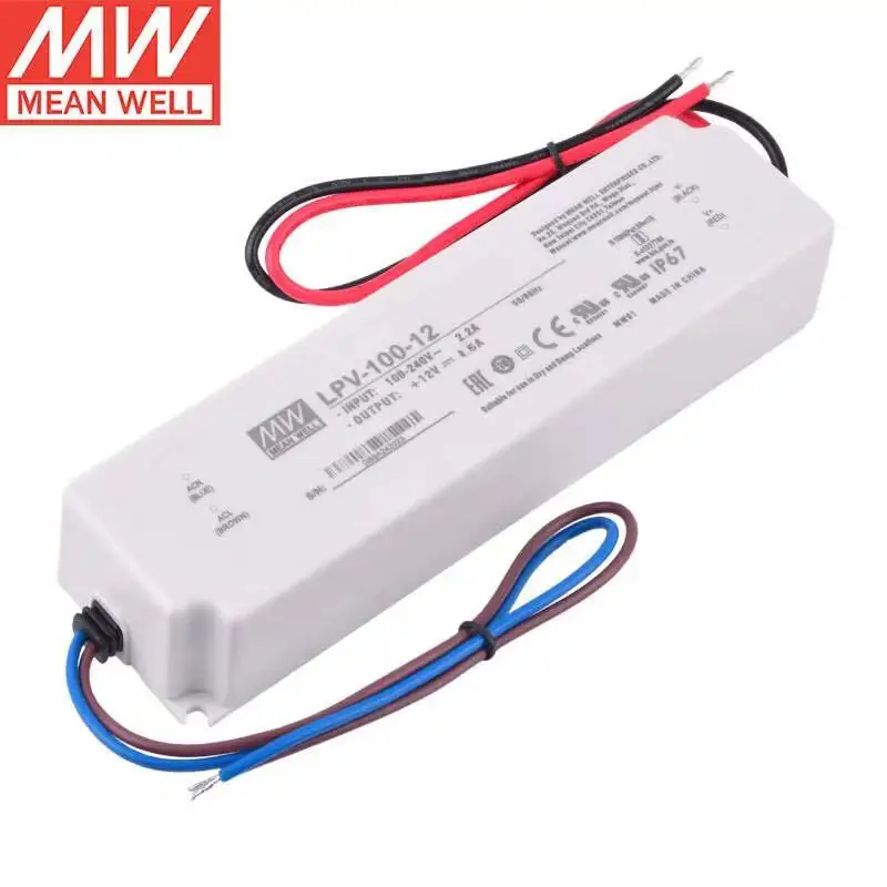 

MEAN WELL LPV-100-12 12V 8.5A 100watt Single Output Switching Power Supply Waterproof Led Driver IP67