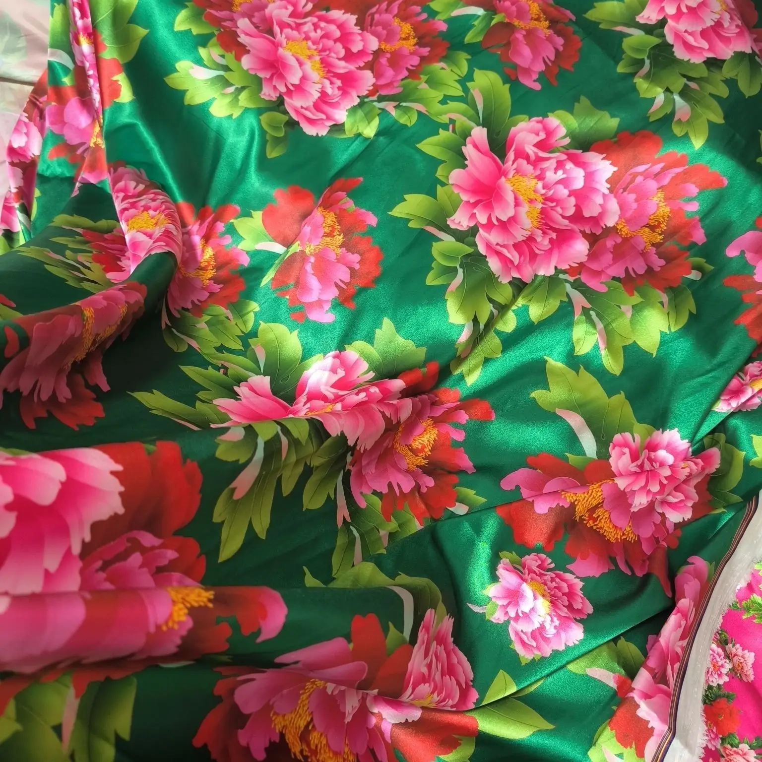 Floral Print Acetate Satin Fabric Silky Smooth By The Meter for Bed Sheets Diy Sewing Lining Textile Soft Cloth