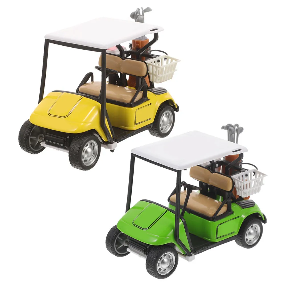 

2Pcs Alloy Golf Cart Sculpture Realistic Desktop Decoration for Home Office Stylish Miniature Golf Cart Adornments