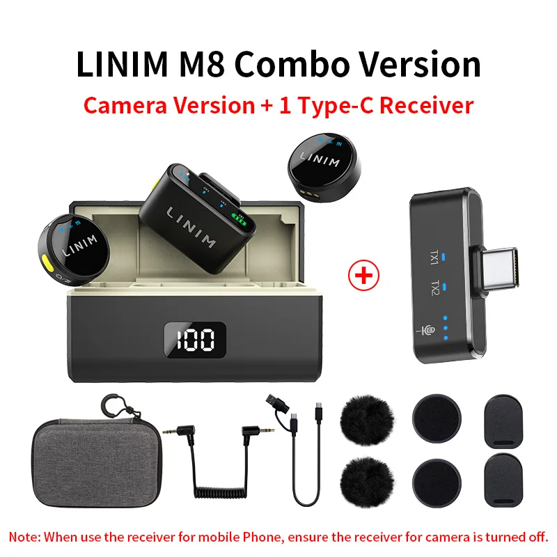 LINIM M8 Wireless Lavalier Microphone for iPhone Camera Type-C Wireless lapel microphone for Vlog Interview Live Streaming Mic