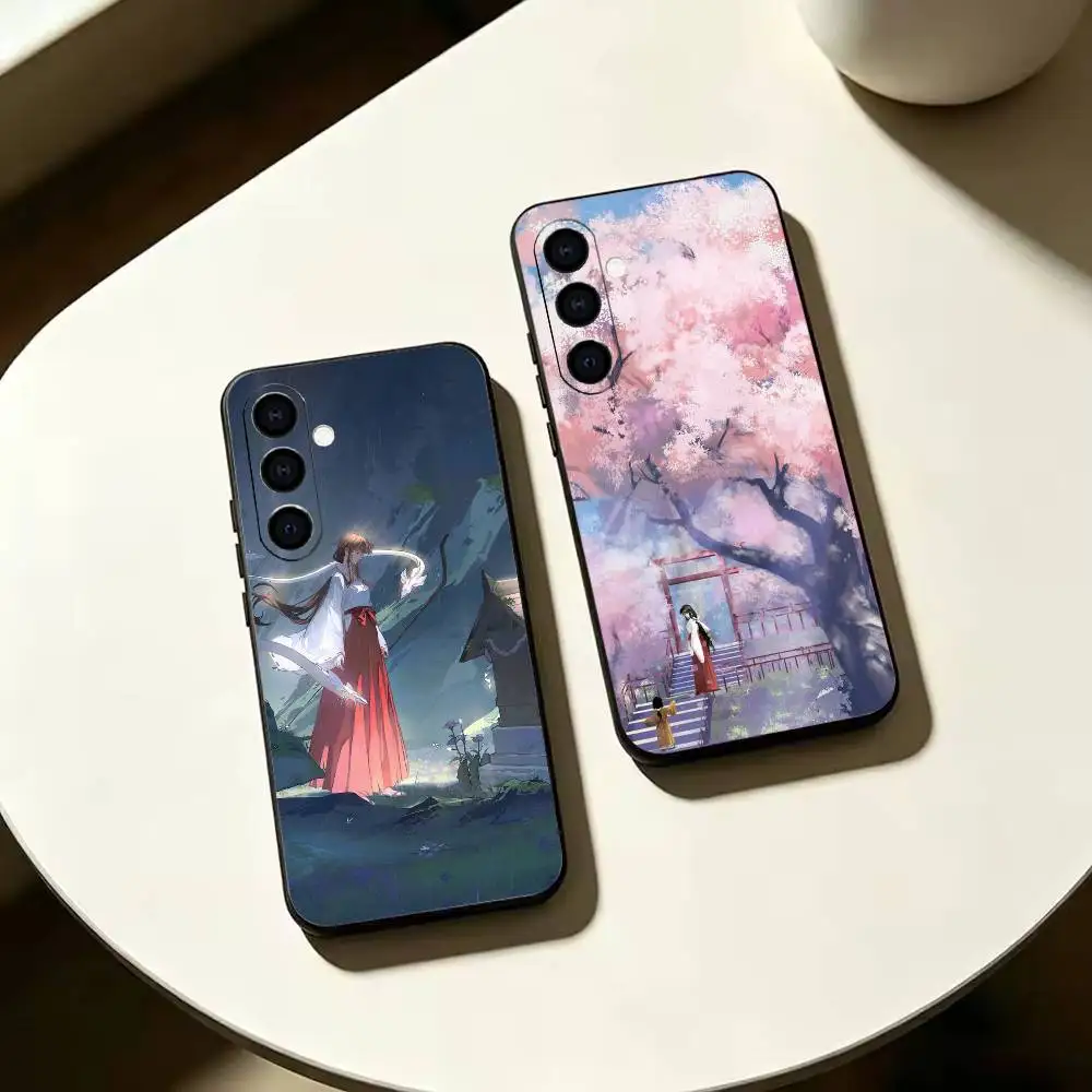 Anime Inuyasha Kikyo-a Black Soft Silicone Phone Case for Samsung Galaxy A73, A42, A72, A70, A53, A52, A51