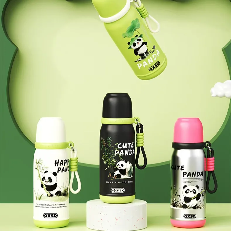 Panda 500ml Vacuum Insulated Bottle,316 Stainless Steel Thermos Flask with Carry Loop Leakproof  Kids Stainless Steel Tumbler