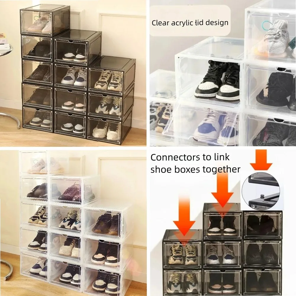 

New Transparent Acrylic Basketball Shoe Box, Anti-Oxidation Dustproof Sneaker Storage Case for Home Dormitory