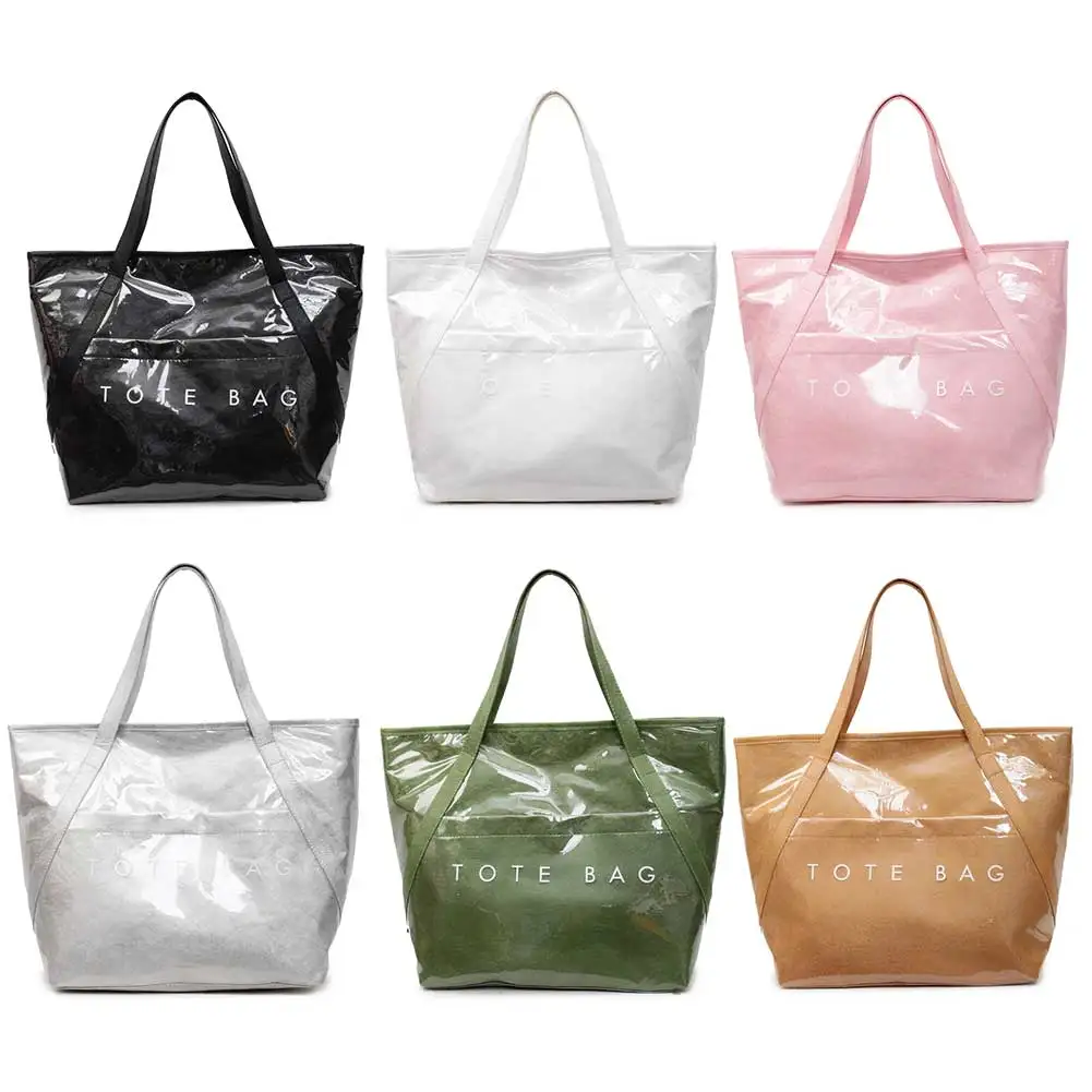 

Универсальная сумка на плечо из ПВХ, водонепроницаемая повседневная большая сумка с буквенным принтом, сумка на плечо из крафт-бумаги, сумка для покупок, работы, свидания, сумка-тоут