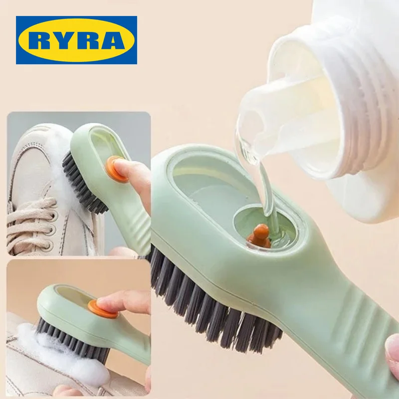 Multifunctional Shoes Cleaning Brush Cleaning Tool Brush For Slippers Soft-Bristled Brush Long Handle Brush Bathroom Accessories