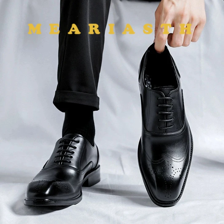 

Spring Lace up oxford shoes men British style formal party pointed Business designer plaid wedding luxury leather casual shoes