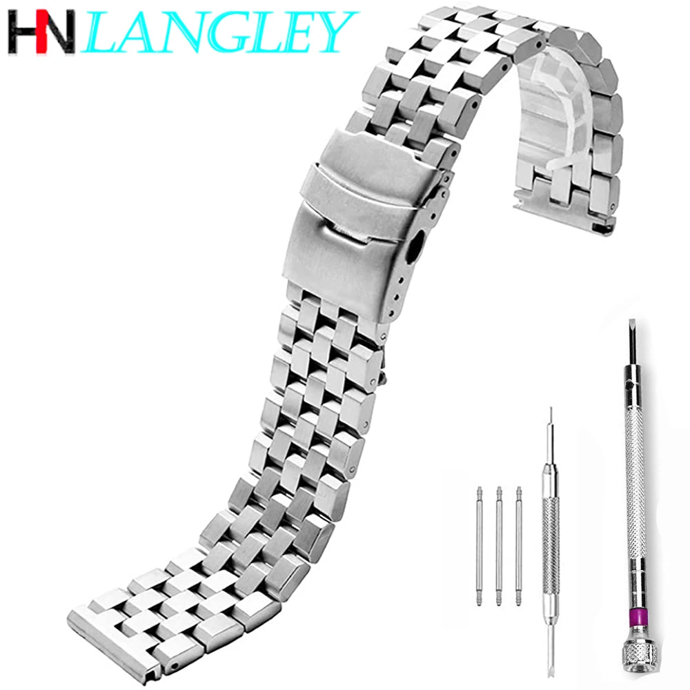 High Grade 5 Rows Engineer Cast Metal Watch Band Stainless Steel Bracelet Straps Replacement Screws Link 20mm/22mm/24mm/26mm