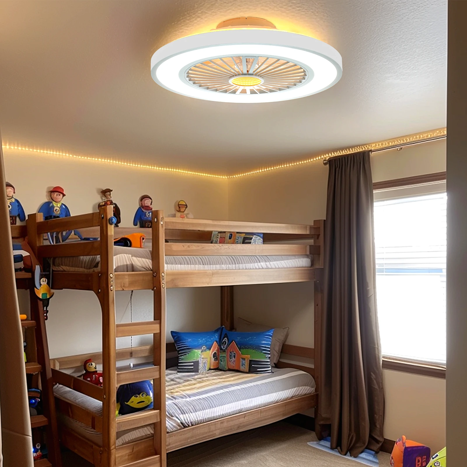 

22'' Enclosed Ceiling Fans With Lights And Remote, 1800K Nightlight/Backlight, Dimmable, 3000K to 6500K Color Change, 6 Speed