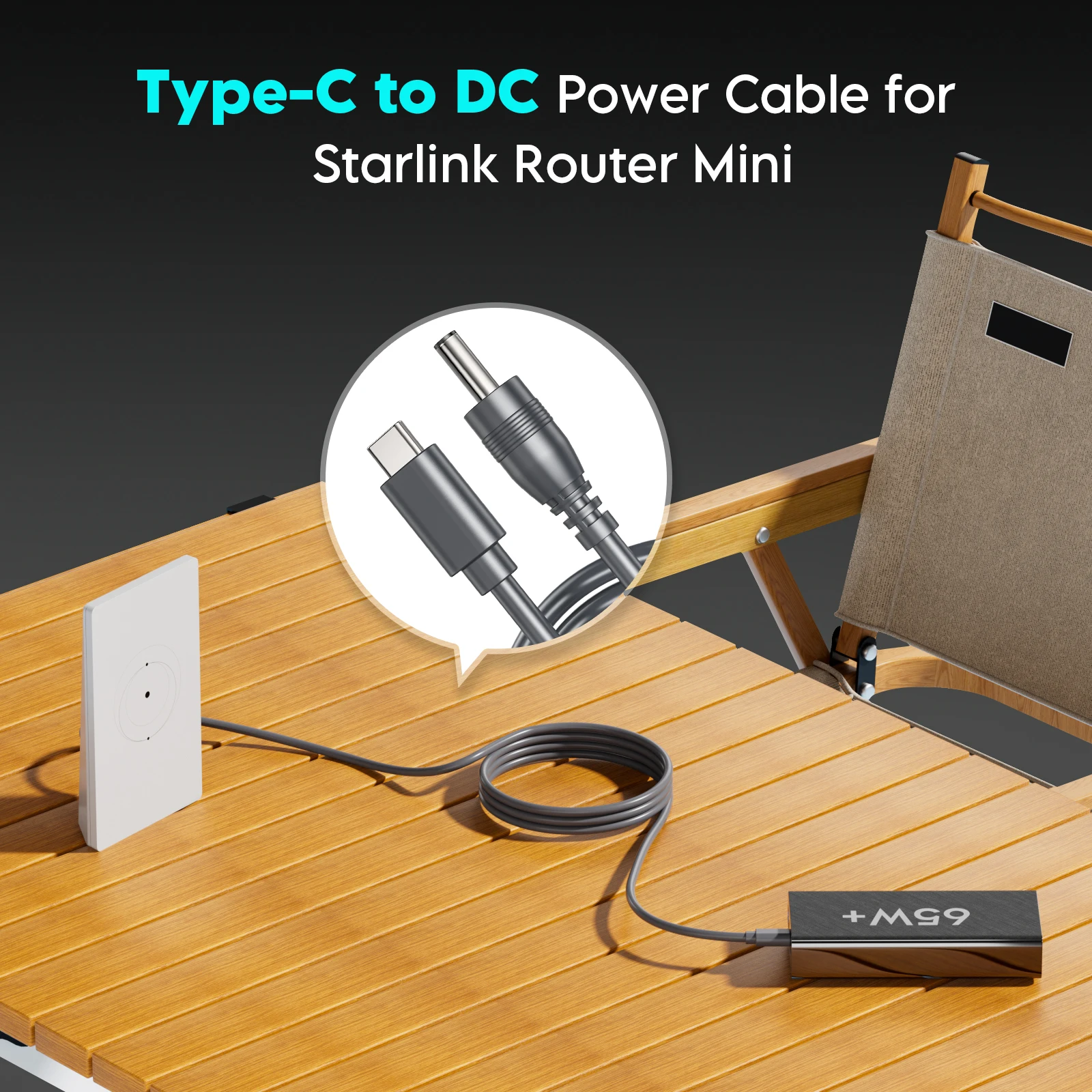 EDUP SK0145-2M USB C to DC Cable for Starlink Router Mini 9V PD 18W Heavy Duty Stable Safe Power Supply for Power Banks