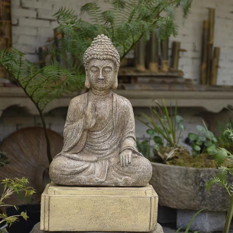 

Yard Garden Home Decor Decorative Figures Sakyamuni Buddha Statue Ornaments Courtyard Retro Outdoor Balcony Landscaping Gift