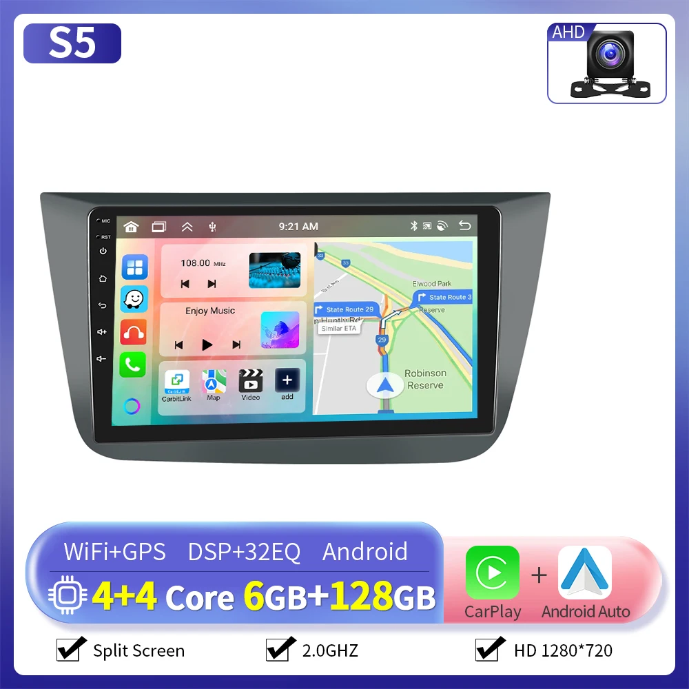 Camecho 6 + 128G 8Core Draadloze CarPlay Andorid Auto Radio Voor SEAT ALTEA 2004-2016 (LHD) GPS Stereo 4G WiFi Multimedia Speler