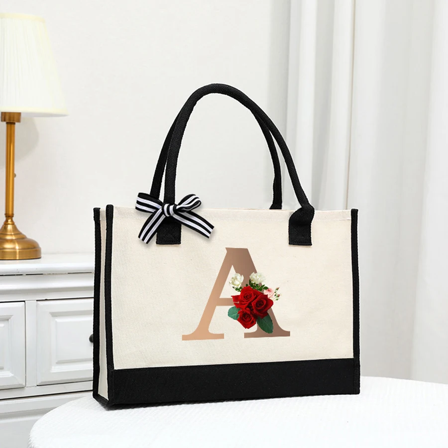 

New Canvas Tote Bag Letter Printed Tote Travel Shopping Picnic Handbag Storage Bag