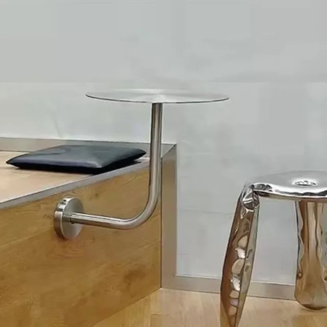 Wall Hanging Stainless Steel Small Round Table Modern Milk Tea Shop Cafe Table Simple Against The Wall Space Saving Table 6 Wall Hanging Stainless Steel Small Round Table Modern Milk Tea Shop Cafe Table Simple Against The Wall Space Saving Table 6