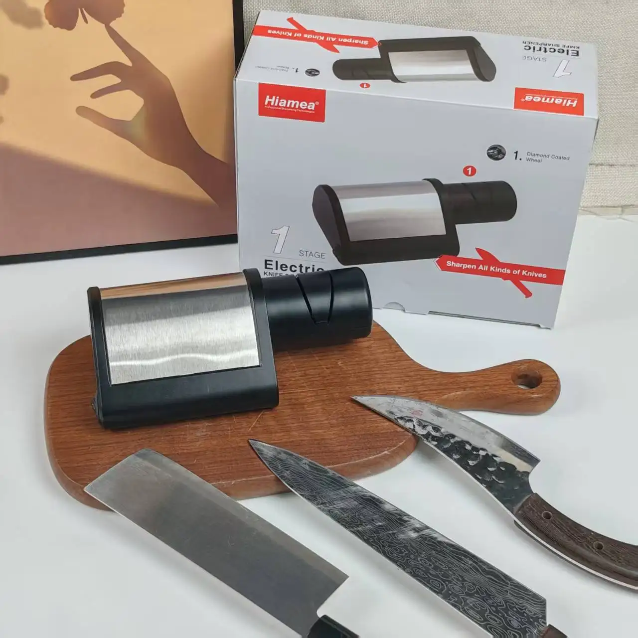 

Electric Knife Sharpener with Diamond Wheel–Fast & Easy Sharpening Grinding and Polishing, Kitchen Tool (Saves Time & Effort)